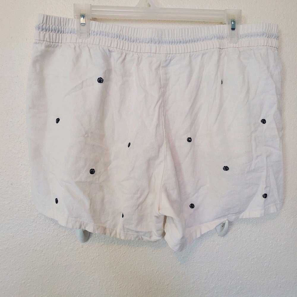 Old Navy Womens Large White Linen Blend Embroidered Tassel Pull On Shorts Navy - Picture 8 of 16